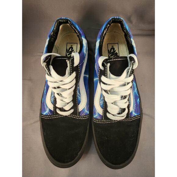 Vans Old Skool Black Blue Lightning Low Top Sneakers Men's 7 / Women's 8.5 - Picture 7 of 13